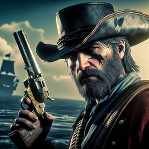 Image Arthur Morgan as a pirate.